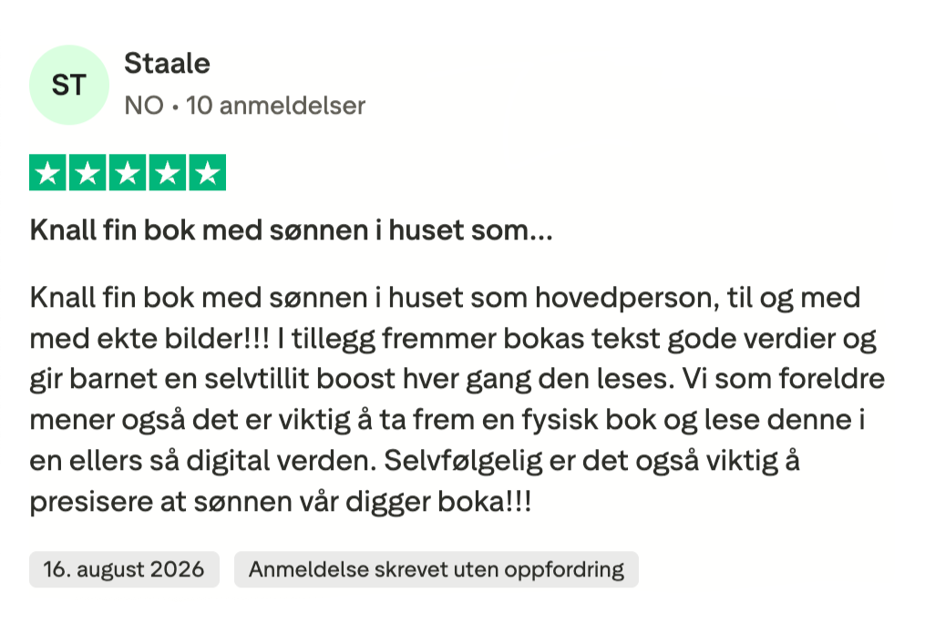5 av 5 stjerner – Anmeldelse fra Trustpilot