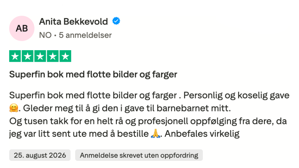 5 av 5 stjerner – Anmeldelse fra Trustpilot