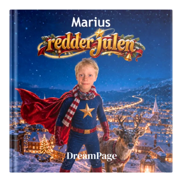 Julebok med barnets eget ansikt på forsiden