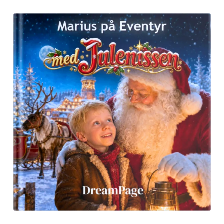 Julebok med barnets eget ansikt på forsiden